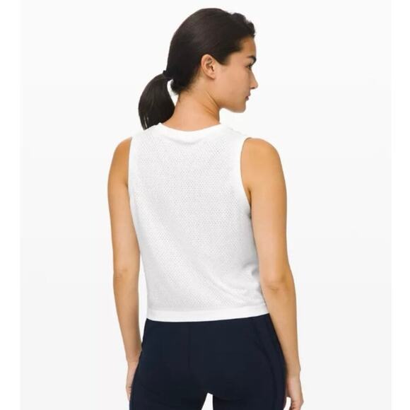 Lululemon Breeze By Muscle Crop Tank Top Off White Light Gray Women’s Size 6 - Picture 2 of 7